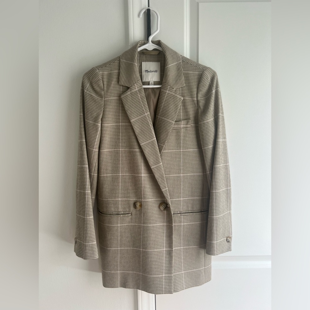 Madewell Beige Checkered Blazer